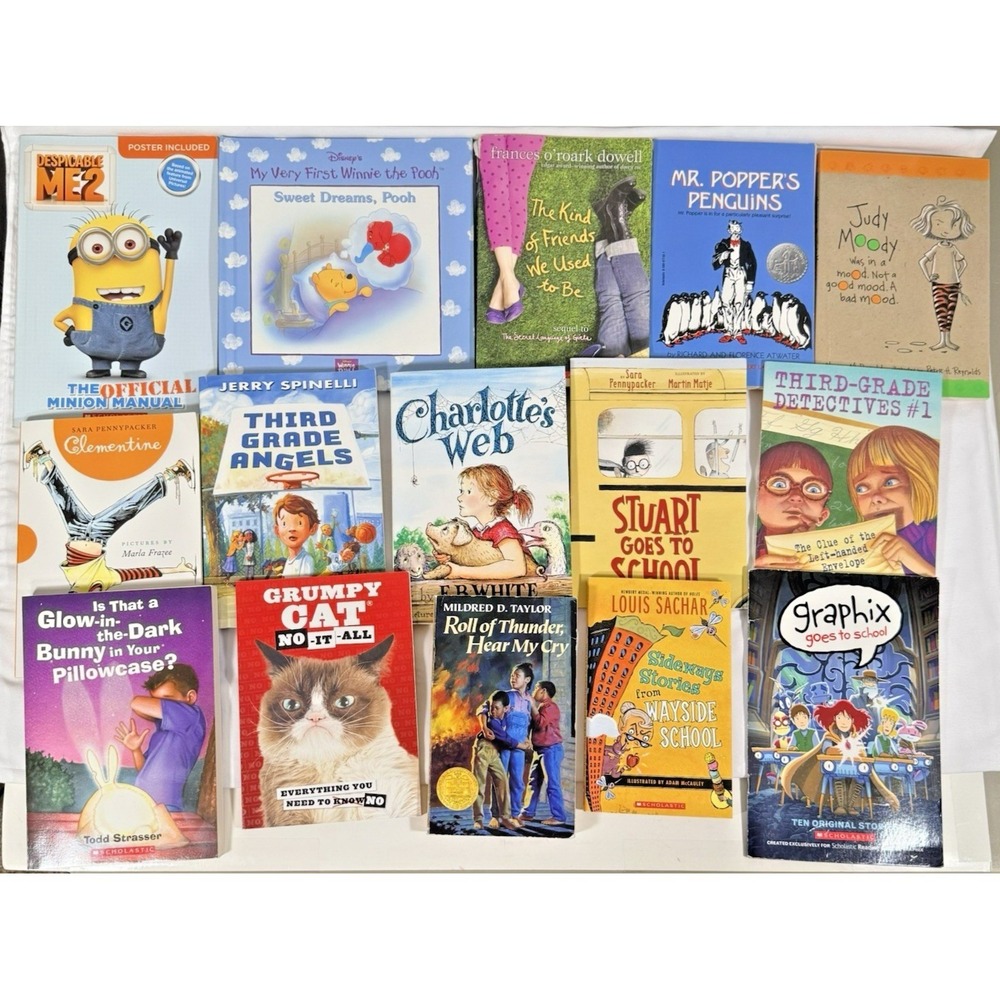 Scholastic Mixed Book Lot Kids 14ct Multicolor Charlotte's Web Judy Moody Grumpy